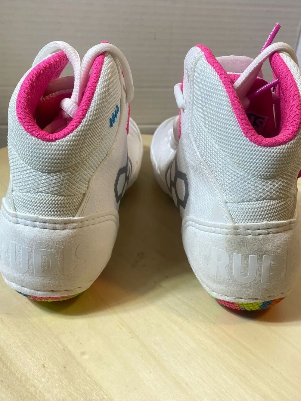 RUDIS Colt 4.0 Wrestling Shoes White Pink Multi-Color Sole Women's 7.5 New!